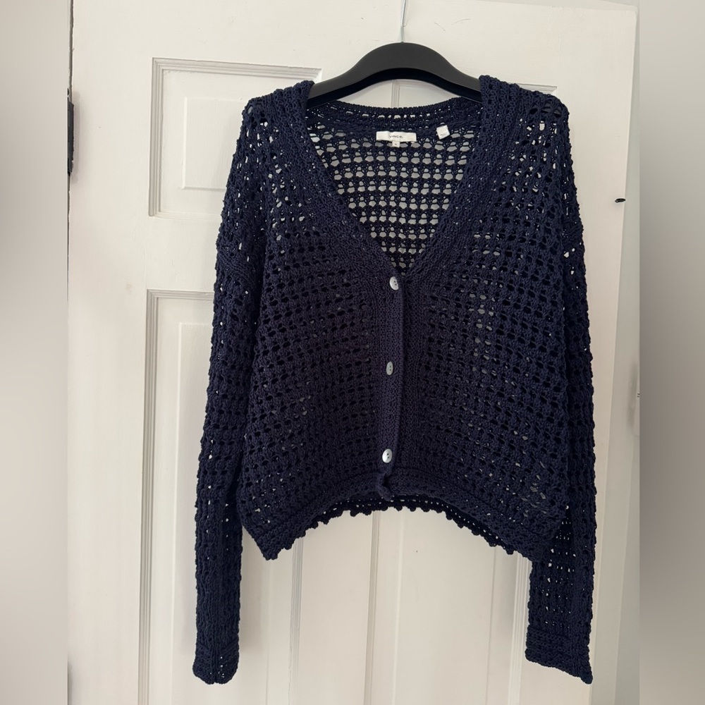 Vince Blue Cropped Cardigan Sweater